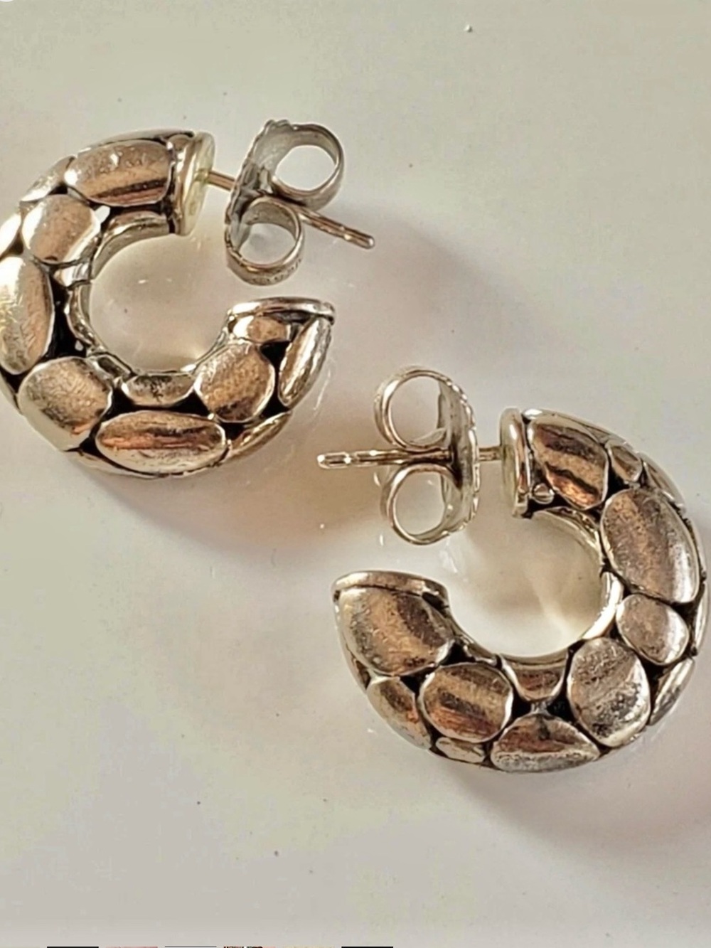 Authentic John Hardy Kali  Pebble Earrings 925 Sterling Silver Hoop - Picture 7 of 7